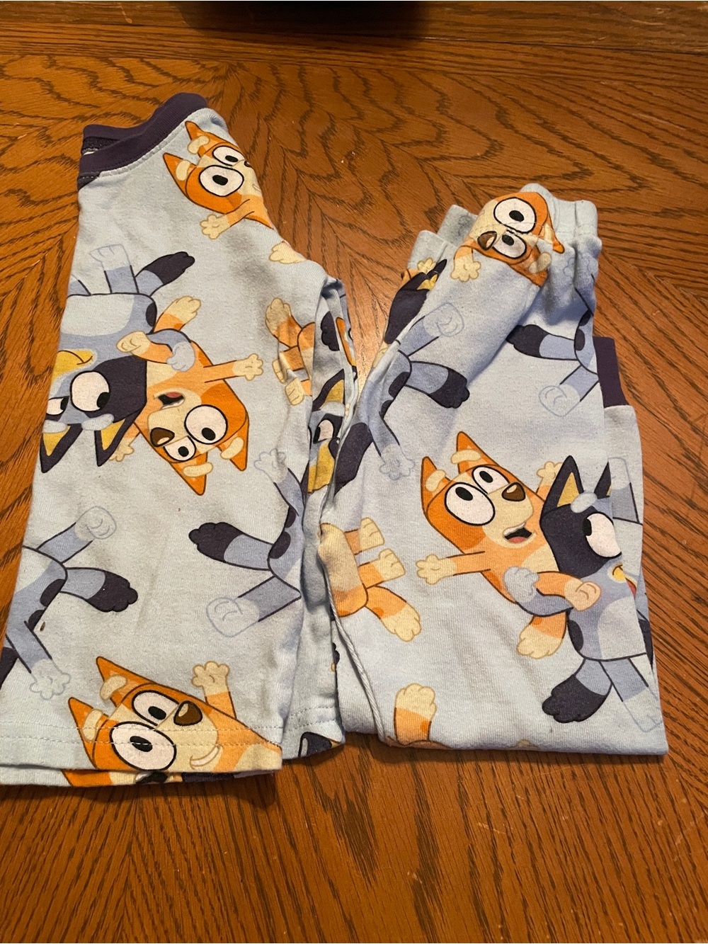 Bluey Kids Pajama Set - Light Blue with Orange Characters